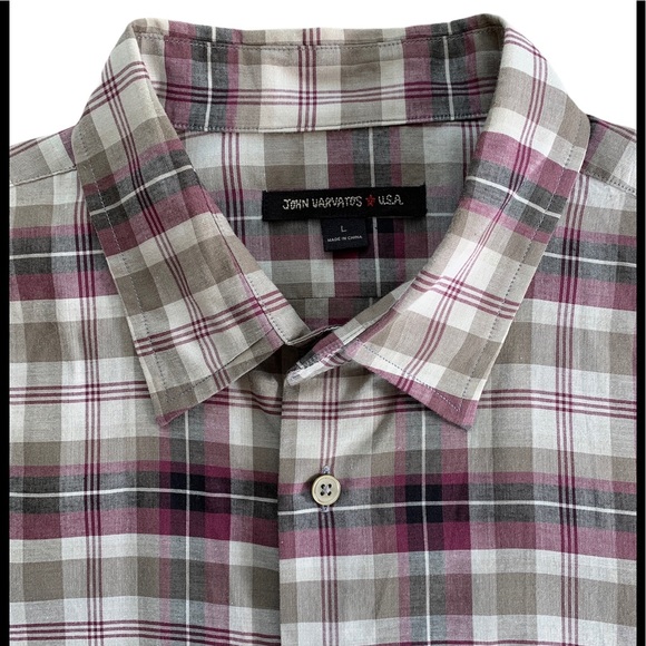 John Varvatos Men’s Large Long Sleeve Shirt Multi Color Plaid - Picture 4 of 13